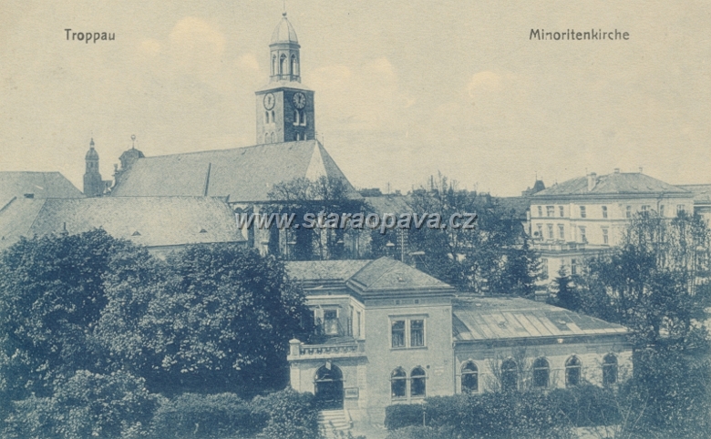 promenadnirestaurace (3).jpg - Pohled na restauraci z budovy knihovny Petra Bezruče. Pohlednice z počátku 20.století.